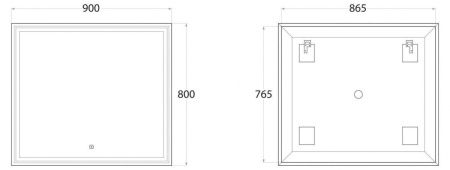 Зеркало с подсветкой Art&Max MONZA AM-Mon-900-800-DS-F 90х80 подвесное