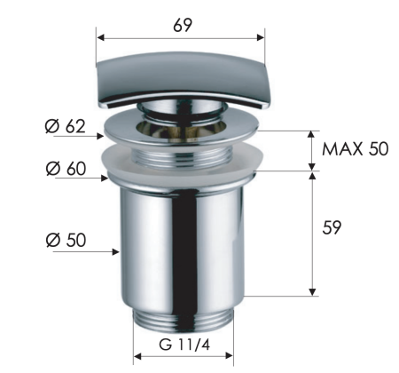 Донный клапан Remer 904SCC114 хром