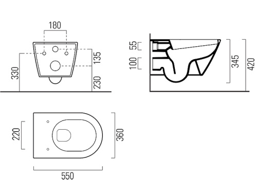 Чаша унитаза подвесная GSI Kube X 941511_УЦ цвет белый без сиденья безободковая каскадный смыв (мелкие царапины на лицевой части) - фото 2