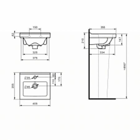 Раковина из сантехнического фарфора Onika Визит 1.3117.7.S00.11B.0 40х40 накладная цвет белый 1 отверстие под смеситель