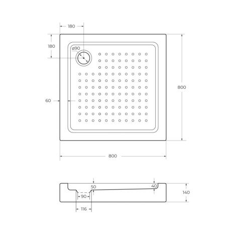 Душевой поддон акриловый Cezares TRAY-A-A-80-15-W 80х80 белый с ножками