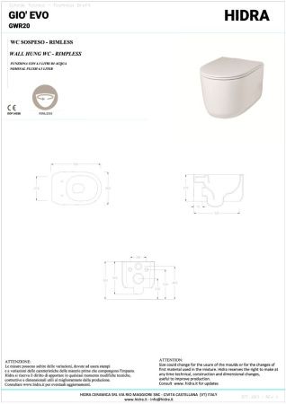 Унитаз подвесной Hidra Gio GWR20SET/001 цвет белый с сиденьем микролифт безободковый