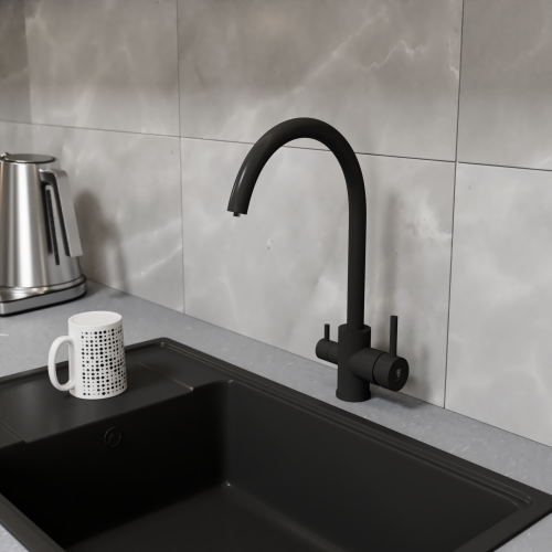 Смеситель для кухни SUS9035-37Black на мойку черный - фото 3
