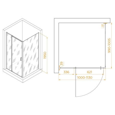 Душевой уголок RGW Passage 350807800-14 100х100 стекло прозрачное профиль черный без поддона
