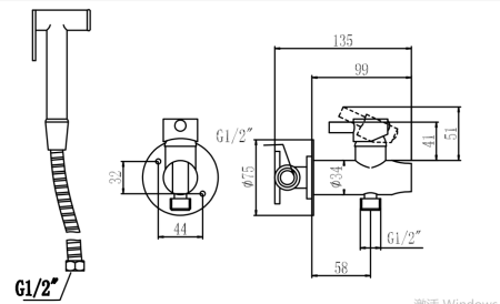 Гигиенический душ со смесителем Savol S-FXQ002H черный