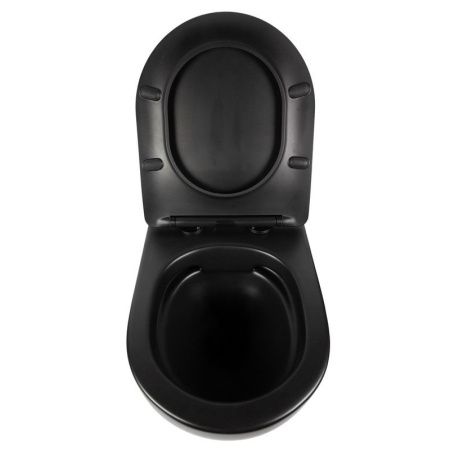 Унитаз подвесной Bond Oval F01-108 черный с сиденьем микролифт безободковый душевой смыв