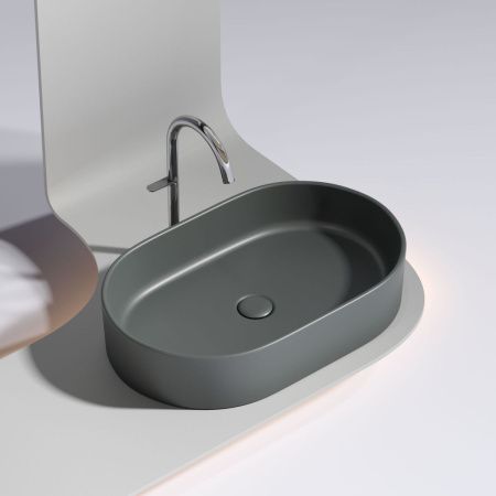 Раковина из сантехнического фарфора Ceramica Nova ELEMENT CN6048MDH 60х40 накладная цвет черный без отверстий под смеситель