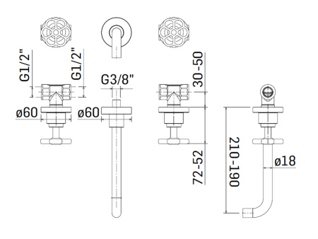 Смеситель Mamoli Hipster 451700000021 настенный хром