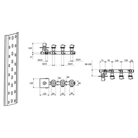 Смеситель для ванны и душа Webert Elio EL971502345 настенный никель с термостатом