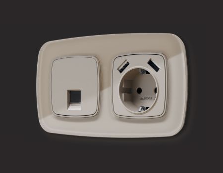 Комплект механизма компьютерной розетки Ambrella Volt MO372005