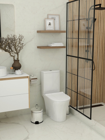 Унитаз напольный с бачком Teymi Ritta T40811 белый с сиденьем микролифт безободковый смыв торнадо