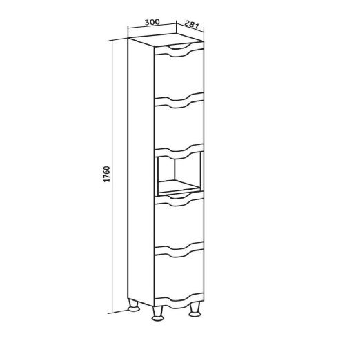 Шкаф-пенал RUNO Стиль 00000001122 30х28х176 напольный цвет белый - фото 5