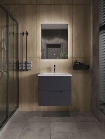 Тумба с раковиной Orange Line Li-60Tug+Ra 60х50 подвесная цвет серый