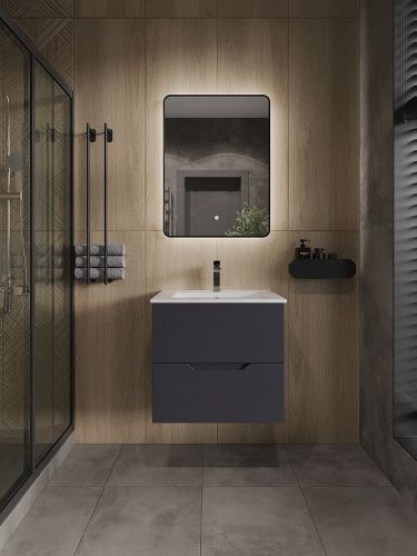 Тумба с раковиной Orange Line Li-60Tug+Ra 60х50 подвесная цвет серый - фото 4