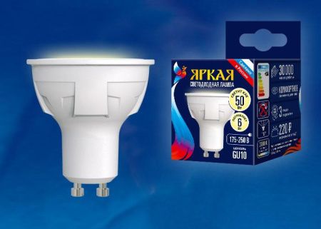 Лампа светодиодная Uniel LED-JCDR 6W/NW/GU5.3/FR PLP01WH картон