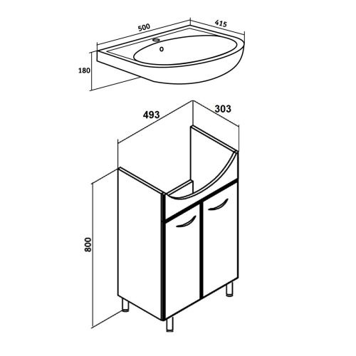 Тумба под раковину Runo Уют 00000000065 50х30 напольная цвет белый - фото 3