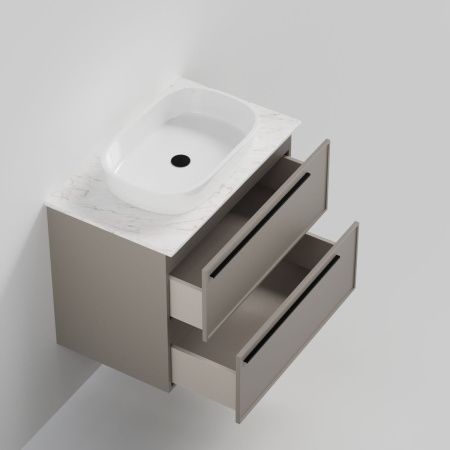 Тумба со столешницей La Fenice ELBA TWIN NFNC-01-ELB-C-80-2-3-GG 80х50 подвесная цвет бежевый