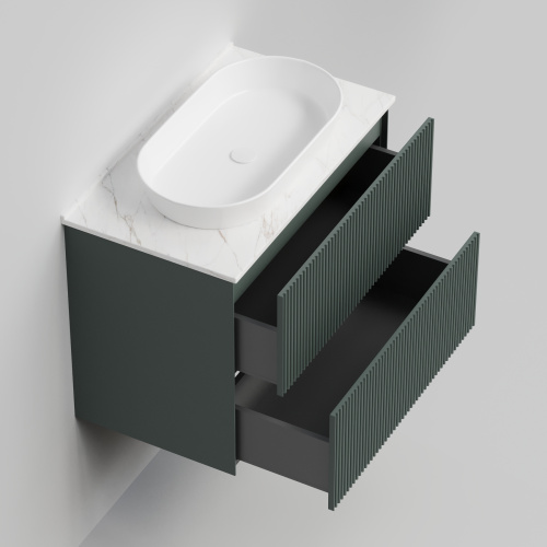 Тумба со столешницей La Fenice TERRA TWIN NFNC-01-TER-G-80-2-3-GG 81х62х47 подвесная цвет серый/зелёный - фото 2
