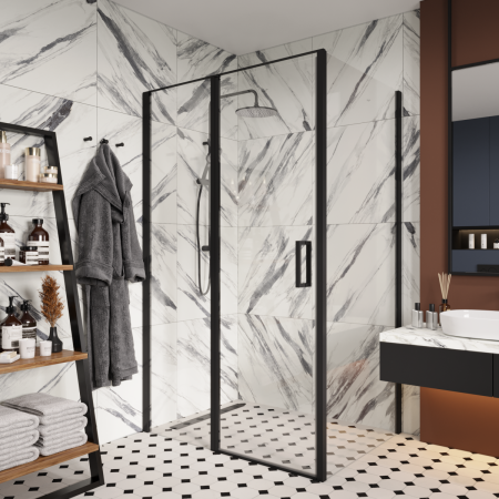 Душевой уголок Cerutti SPA VICTORIA120B 120х90 стекло прозрачное профиль черный без поддона
