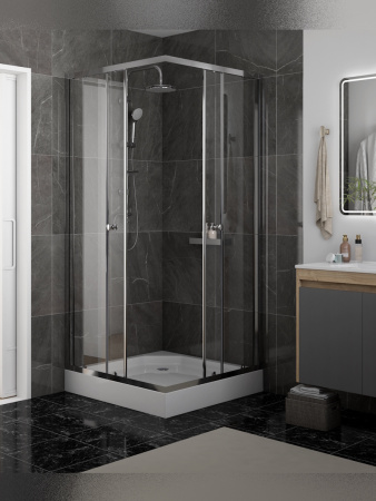 Душевой уголок Teymi Helmi T00603 90х90 стекло прозрачное профиль хром с поддоном