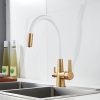 Смеситель для кухни Shevanik S668G на мойку золото/бежевый