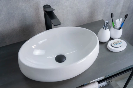 Раковина керамическая Gid Lago 51115 50х30 накладная цвет белый без отверстий под смеситель