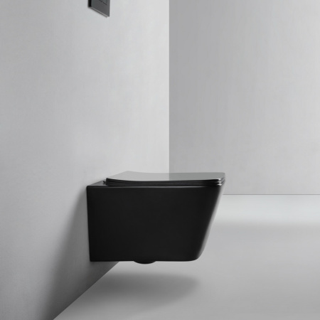 Унитаз подвесной Bond Cube F04-108 черный с сиденьем микролифт безободковый душевой смыв