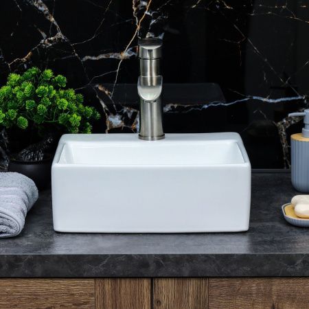 Раковина из сантехнического фарфора Melana 7440A-805 30х30 накладная цвет белый 1 отверстие под смеситель