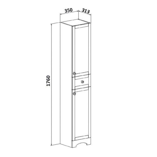 Шкаф-пенал RUNO МЕРИДА 00-00000965 35х31х176 напольный цвет белый - фото 5