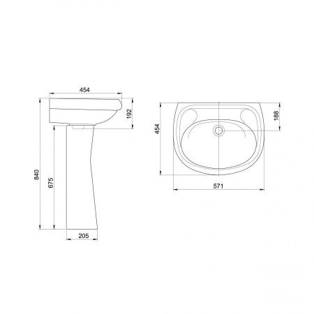Раковина из сантехнического фарфора Santeri Воротынский 131117S0000B0 60х40 подвесная цвет белый без отверстий под смеситель