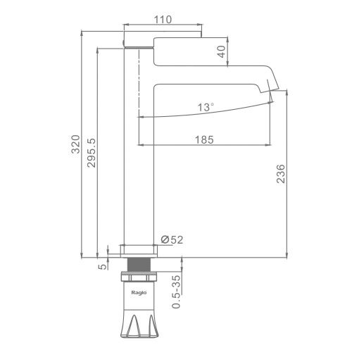 Смеситель Raglo R20 R20.15.09 на раковину серый - фото 2