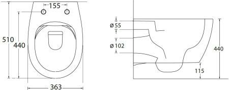 Чаша унитаза подвесная Allen Brau Fantasy 4.11HC1.20 цвет белый без сиденья безободковая каскадный смыв