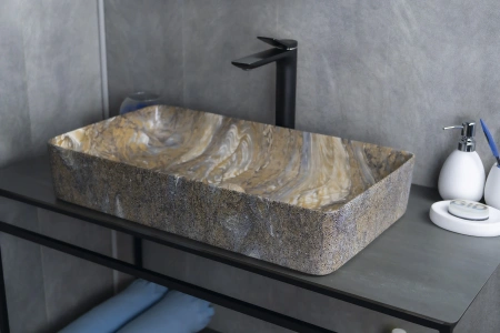 Раковина керамическая Gid Geométrico 54475 60х30 накладная цвет многоцветный без отверстий под смеситель