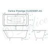 Ванна чугунная Delice Prestige DLR230611-AS 175х75 пристенная прямоугольная без ножек с антискользящим покрытием