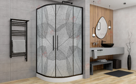 Душевой уголок AvaCan HB100MT 100х100 стекло матовое профиль черный без поддона