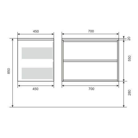 Тумба под раковину Uperwood Next Premium 3930205153 70х50 подвесная цвет белый