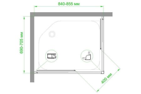 Душевой уголок Royal Bath HPD RB7085HPD-T-BL 85х70 стекло прозрачное профиль черный без поддона