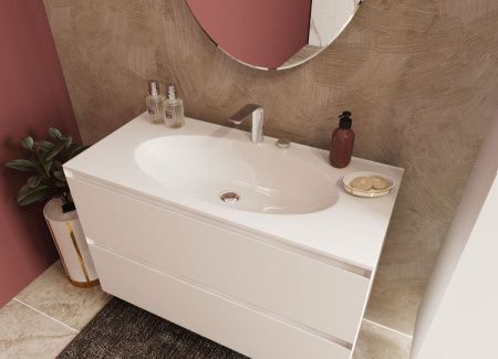 Раковина из искусственного камня Эстет Мальта Люкс ФР-00014944 100х50 накладная цвет белый 1 отверстие под смеситель