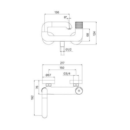 Смеситель для ванны и душа IDDIS TWIST TWISBBTi02WA настенный хром