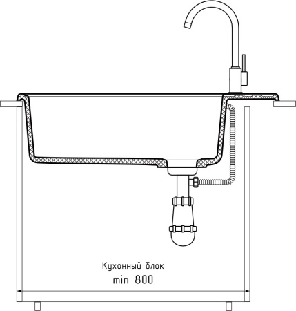 Кухонная мойка Granfest Quarz 51 черный 75х48 цвет черный поверхность матовая