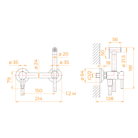 Гигиенический душ со смесителем RGW Shower Panels (Шоувер панелс) 581408215-01 хром