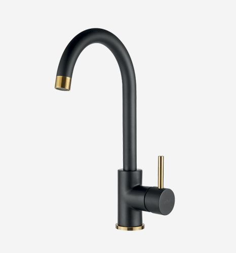 Смеситель для кухни Webert YN920302723 на мойку черный/золото - фото 2