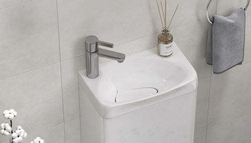 Тумба под раковину Velvex BIO tp.BIO.BIO.MAXI.40.1D белый глянец 39х22х65 подвесная цвет белый - фото 4