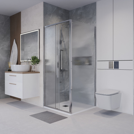 Боковая стенка Niagara Nova NG-CH80-34 80х195 стекло шиншилла профиль хром глянцевый