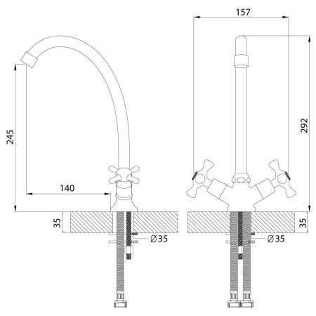 Смеситель для кухни Rossinka H H02-71 на мойку хром
