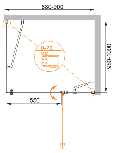Душевой уголок Cezares ELENA ELENA-W-AH-1-90/100-P-Cr-R 90х100 стекло рифленое профиль хром глянцевый без поддона - фото 5
