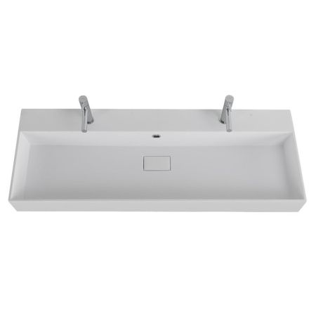 Раковина из искусственного камня Cezares 50314 120х50 подвесная цвет белый 2 отверстия под смеситель