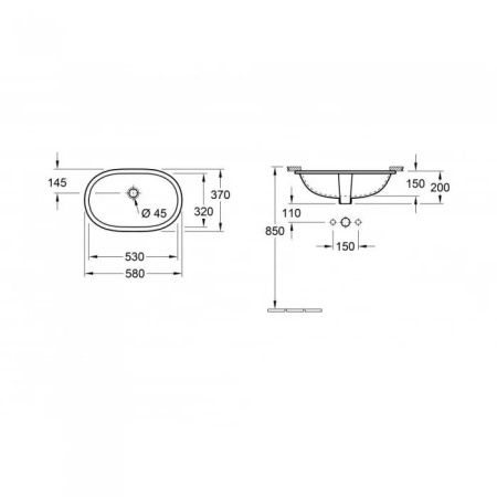 Раковина керамическая Villeroy Boch O'Novo 41625001 50 см встраиваемая цвет белый без отверстий под смеситель