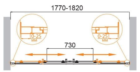 Душевая дверь Cezares MOLVENO MOLVENO-BF-2-180-C-Cr-IV 180х195 стекло прозрачное профиль хром