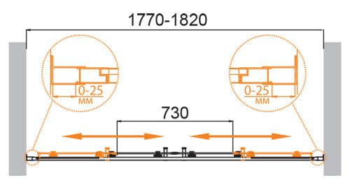 Душевая дверь Cezares MOLVENO MOLVENO-BF-2-180-C-Cr-IV 180х195 стекло прозрачное профиль хром глянцевый - фото 5